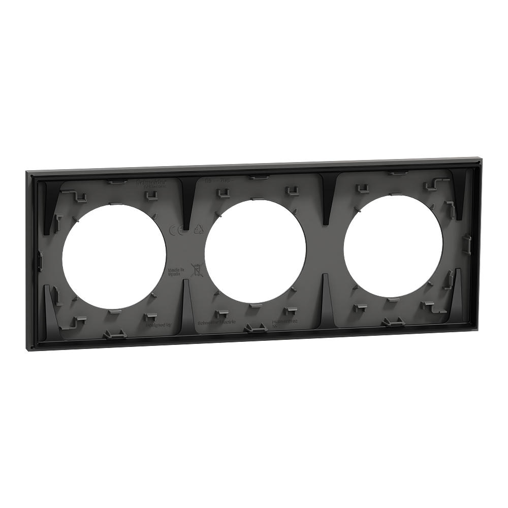 Odace plaque 3 postes gris basalte